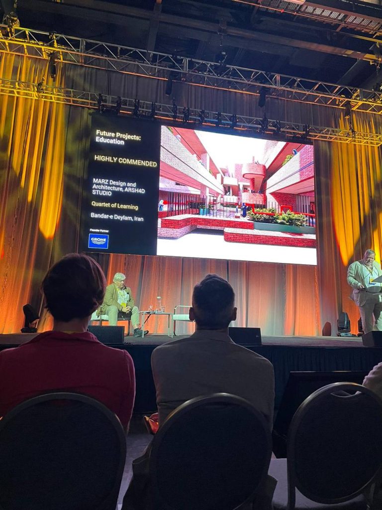Overlapping courtyards at Quartet of Learning school complex in Bushehr, Iran